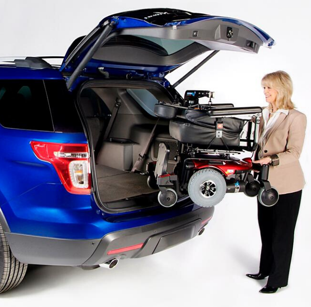 Armstrong hoist-style scooter and wheelchair lift installed for in-vehicle mobility device storage
