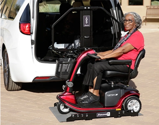 Interior platform wheelchair lift inside a vehicle
