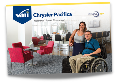 Owner's manual cover page for the VMI Chrysler Pacifica Northstar wheelchair accessible van