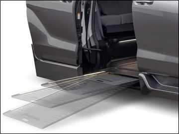 Wheelchair ramp deployed from a BraunAbility Toyota Sienna wheelchair van