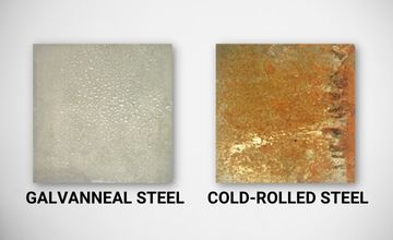 Samples of gavanneal steel and cold-rolled steel