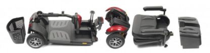 Mobility scooter disassembled into 5 pieces to be transported in a vehicle
