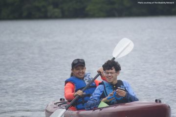 Two people kayaking