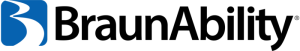 Logo of BraunAbility featuring a blue square with a white stylized 'B' inside, next to the text 'BraunAbility' in black uppercase letters.