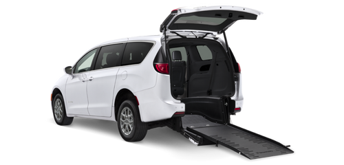 A white Chrysler Pacifica wheelchair accessible van...