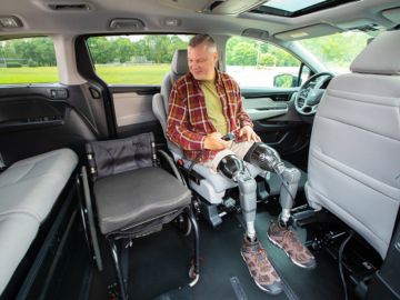 BraunAbility 6-Way Transfer Seat Base rotating vehicle seat for easier wheelchair transfers